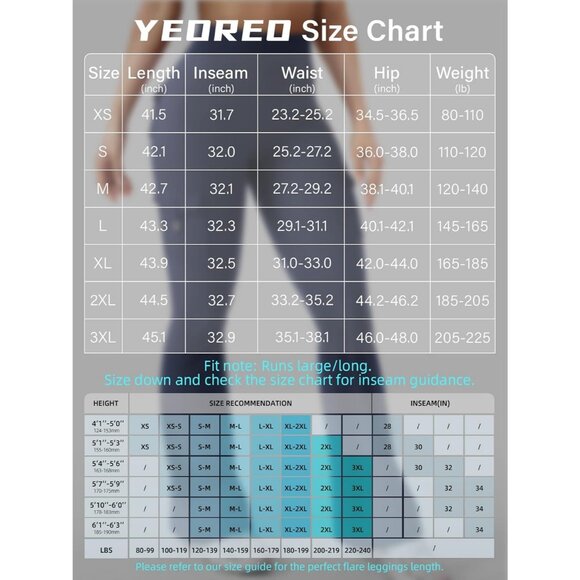 Women's Navy High Waisted Workout Flare Leggings 32 inch Seam with Pockets - Picture 6 of 6